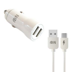 Блок питания автомобильный 2 USB FaisON A-27, Range, 2400mA, QC3.0, кабель Type-C, цвет: белый-1