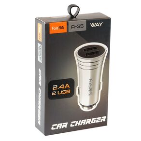 Блок питания автомобильный 2 USB FaisON A-35, Way, 2400mA, цвет: серебристый-2