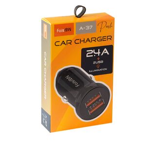 Блок питания автомобильный 2 USB FaisON A-36, Range, 2400mA, цвет: чёрный-2