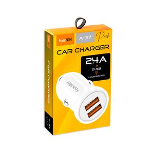 Блок питания автомобильный 2 USB FaisON А-37, Push, 2400mA, 12Вт, цвет: белый-3