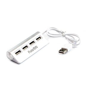 USB-концентратор FaisON U-02, EVO, алюминий, 4 гнезда, USB 2.0, кабель 0.5м, цвет: серебряный-1