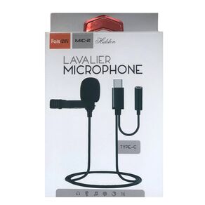 Микрофон петличный FaisON, Mic-2, Hidden, кабель Jack 3.5mm(f), Type-C(m), 1.0м, цвет: чёрный-2