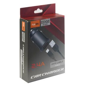 Блок питания автомобильный 2 USB FaisON A-20, EDGE, 2400mA, кабель Type-C, 1.0 м, цвет: чёрный-2