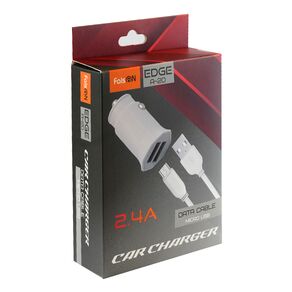 Блок питания автомобильный 2 USB FaisON A-20, EDGE, 2400mA, кабель микро USB 1.0м, цвет: белый-2