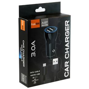 Блок питания автомобильный 2 USB FaisON A-27, Range, 2400mA, QC3.0, кабель микро USB, цвет: чёрный-2