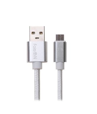 Кабель USB - микро USB FaisON FX2, 1.0м, круглый, 2.1A, ткань, цвет: белый-1
