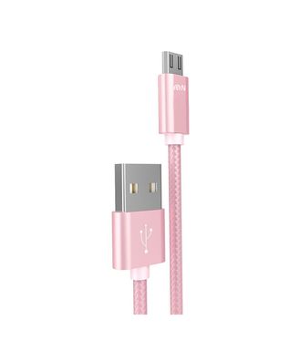 Кабель USB - микро USB FaisON FX2 LINE, 1.0м, круглый, 2.1A, ткань, цвет: розовое золото-1