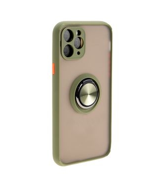 Накладка задняя FaisON для APPLE iPhone XI, Ring Series 2, пластик, силикон, матовая, держатель под палец, магнит, цвет: хакки-1