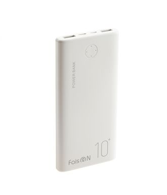 Аккумулятор внешний FaisON FS-PB-891, Classic, 10000mAh, пластик, 2 USB выхода, индикатор, 2.1A, цвет: белый-1