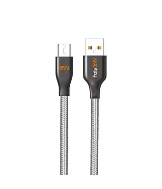 Кабель USB - микро USB FaisON FS-K-493 Classic, 1.0м, круглый, 2.1A, ткань, цвет: серый-1