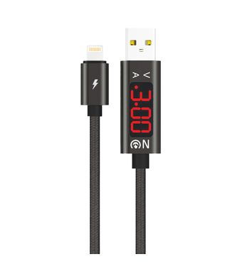 Кабель USB - 8 pin FaisON FS-K-1045 VOLT, 1.0м, круглый, 3.0A, нейлон, дисплей, цвет: чёрный-1