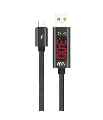 Кабель USB - Type-C FaisON FS-K-1047 VOLT, 1.0м, круглый, 3.0A, нейлон, дисплей, цвет: чёрный-1