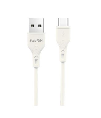 Кабель USB - Type-C FaisON BX18 Optimal, 1.0м, круглый, 2.4A, силикон, цвет: белый-1