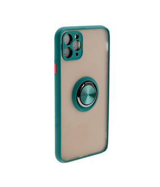 Накладка задняя FaisON для APPLE iPhone XII Pro, Ring Series 2, пластик, силикон, матовая, держатель под палец, магнит, цвет: зелёный-1