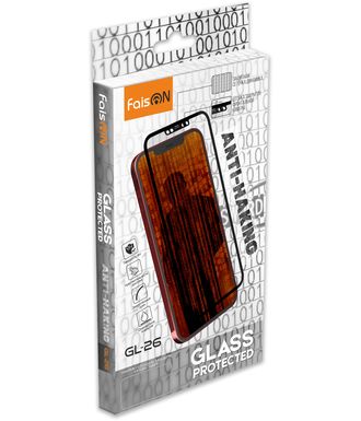 Стекло защитное FaisON для APPLE iPhone XS MAX/XI Pro Max, GL-26, Anti-haking, 0,3мм, глянцевое, полный клей, защита фронтальной камеры, цвет: чёрный-1