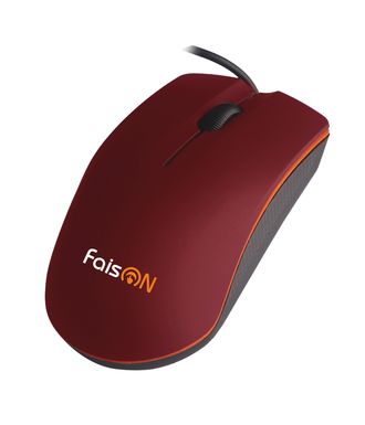 Мышь проводная FaisON, M-20A Mini, Soft, оптическая, размер: (д*ш*в) 9.5x5.0x3.8 см, кабель 1,5м, USB, 3 кнопки, цвет: красный-1