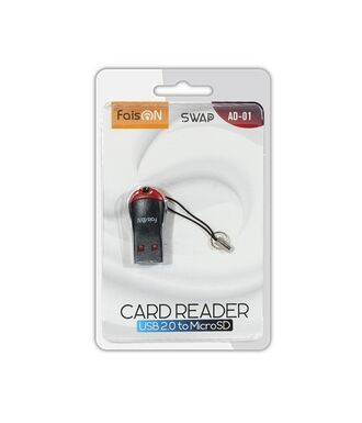 Кардридер FaisON для microSD, Swap, AD-01, пластик, USB 2.0, цвет: чёрный-1