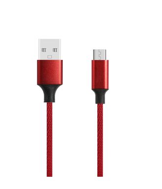 Кабель USB - микро USB FaisON FX21, 1.0м, круглый, 2.1A, ткань, цвет: красный-1