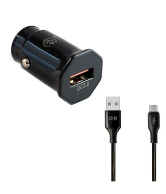 Блок питания автомобильный 1 USB FaisON A-20, EDGE, 3000mA, QC3.0, PD3.0, кабель Type-C, цвет: чёрный-1
