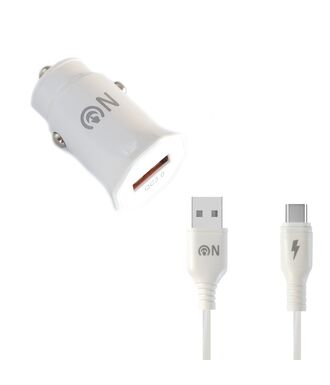 Блок питания автомобильный 1 USB FaisON A-20, EDGE, 3000mA, QC3.0, кабель Type-C, 1.0 м, цвет: белый-1