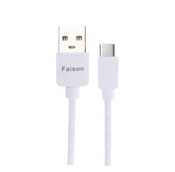 Кабель USB - Type-C FaisON FX1, 2.0м, круглый, 2.1A, силикон, цвет: белый-1