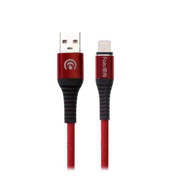 Кабель USB - Apple 8 pin FaisON HU31, 1.0м, круглый, 2.1A, ткань, цвет: красный-1