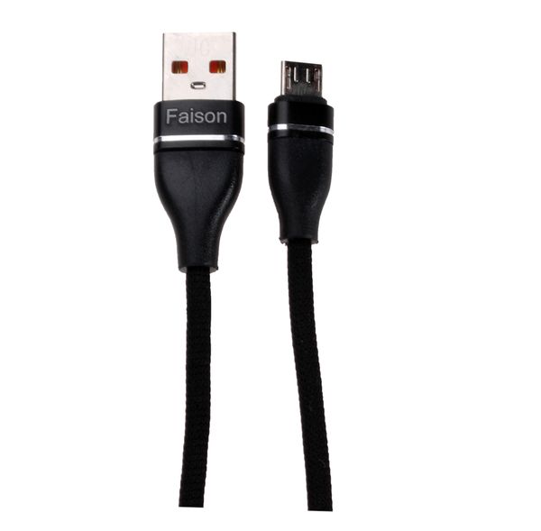 Кабель USB - микро USB Faison FX4, 1.0м, круглый, 2.1A, ткань, цвет: чёрный-1
