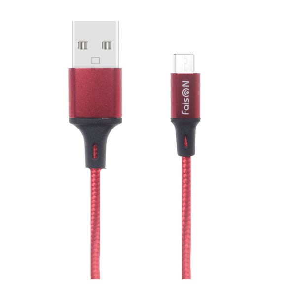 Кабель USB - микро USB FaisON HX14 ALUM, 1.0м, круглый, 2.0A, ткань, цвет: красный-1