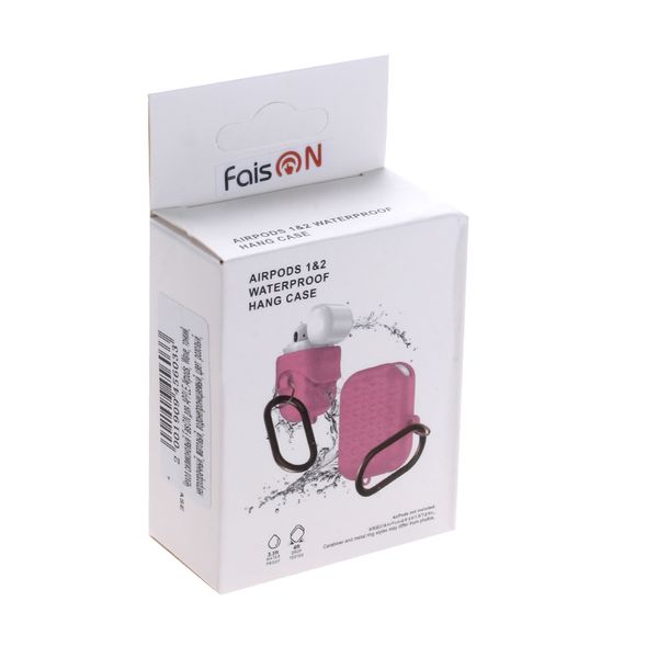 Чехол силиконовый FaisON для APPLE Airpods, Wave, тонкий, непрозрачный, матовый, водонепроницаемый, цвет: розовый-2