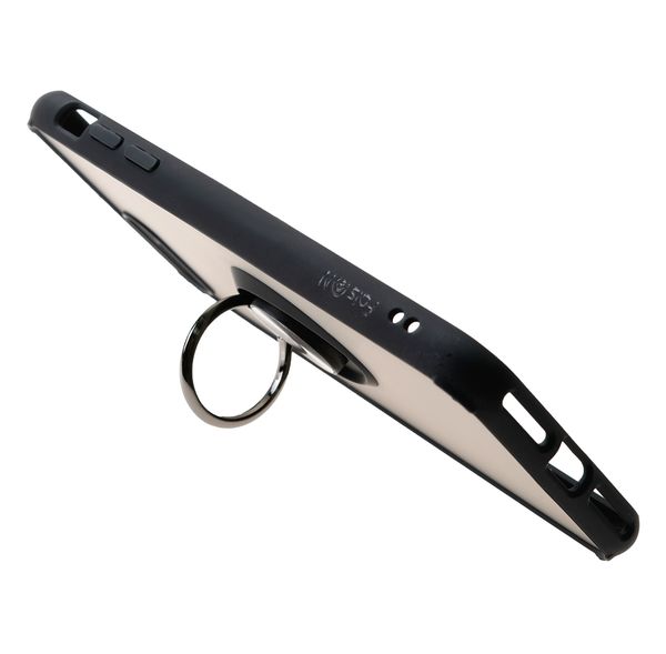 Накладка задняя FaisON для APPLE iPhone XS MAX, Ring Series 2, пластик, силикон, матовая, держатель под палец, магнит, цвет: чёрный-2