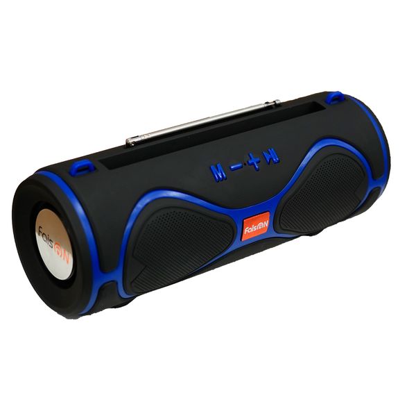 Колонка портативная FaisON, MMS-39, Mask, пластик, Bluetooth, USB, FM, USB,TF, цвет: черный с синими вставками-1