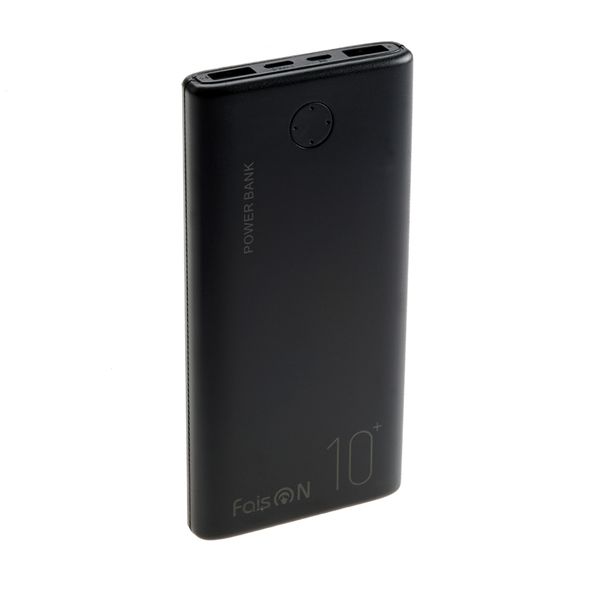 Аккумулятор внешний FaisON FS-PB-890, Classic, 10000mAh, пластик, 2 USB выхода, индикатор, 2.1A, цвет: чёрный-1