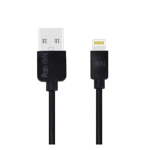 Кабель USB - Apple 8 pin FaisON FX1, 1.0м, круглый, 2.1A, силикон, цвет: чёрный-1