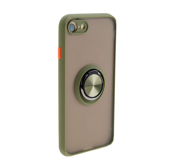 Накладка задняя FaisON для APPLE iPhone 7/8, Ring Series 2, пластик, силикон, матовая, держатель под палец, магнит, цвет: хакки-1