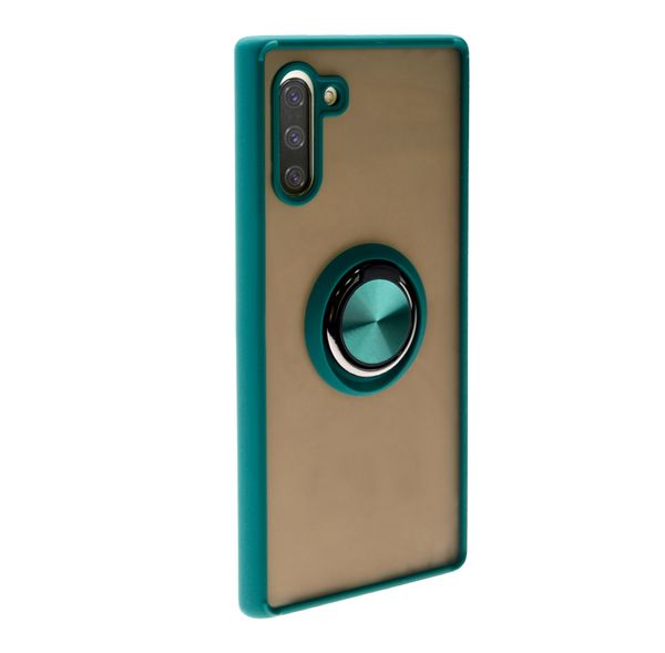 Накладка задняя FaisON для SAMSUNG Galaxy Note 10 Pro, Ring Series 2, пластик, силикон, матовая, держатель под палец, магнит, цвет: зелёный-1