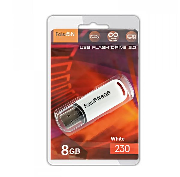 Флеш-накопитель 8Gb FaisON 230, USB 2.0, пластик, белый-1
