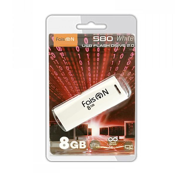 Флеш-накопитель 8Gb FaisON 580, USB 2.0, пластик, белый-1