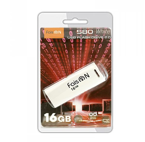 Флеш-накопитель 16Gb FaisON 580, USB 2.0, пластик, белый-1