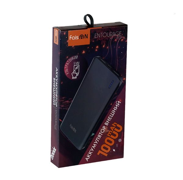 Аккумулятор внешний FaisON B35D, Entourage, 10000mAh, пластик, 2 USB выхода, 2.1A, цвет: чёрный-3