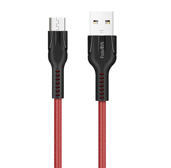 Кабель USB - микро USB FaisON HU31 Benay, 1.0м, круглый, 2.4A, ткань, цвет: красный-1
