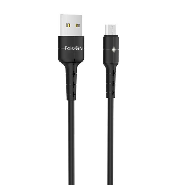 Кабель USB - микро USB FaisON HX30 Star, 1.0м, круглый, 2.0A, силикон, цвет: чёрный-1
