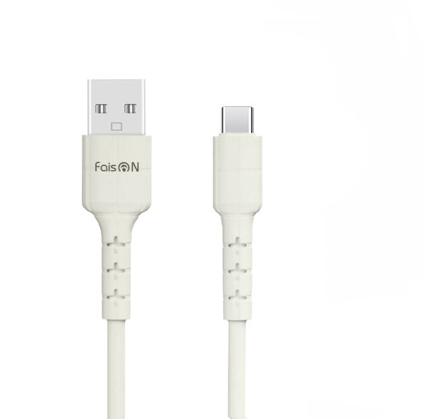 Кабель USB - Type-C FaisON HX30 Star, 1.0м, круглый, 2.1A, силикон, цвет: белый-1