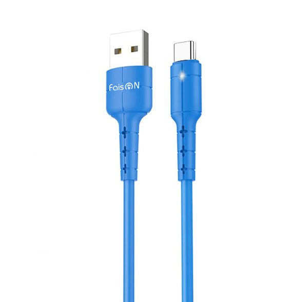 Кабель USB - Type-C FaisON HX30 Star, 1.0м, круглый, 2.1A, силикон, цвет: синий-1
