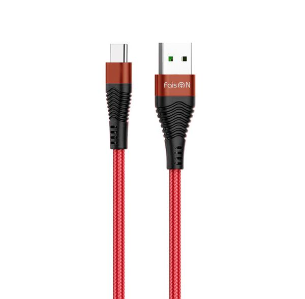 Кабель USB - микро USB FaisON HU53 Flash, 1.2м, круглый, 5.0A, ткань, цвет: красный-1