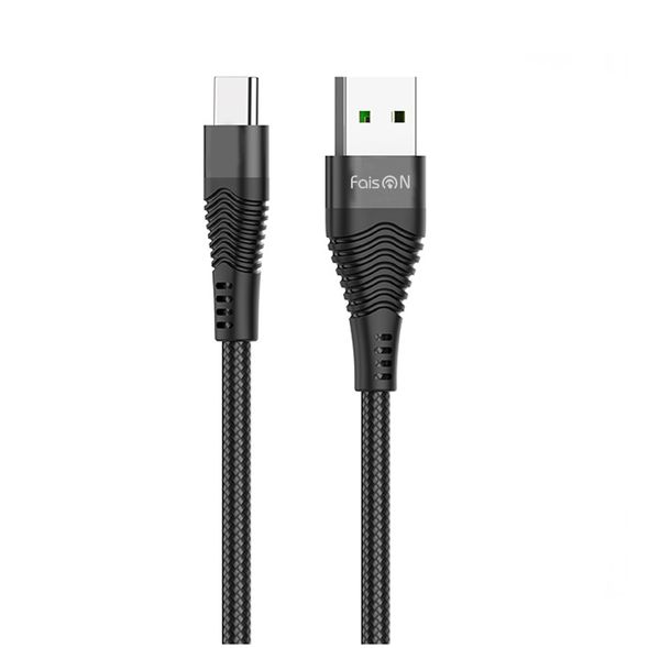 Кабель USB - микро USB FaisON HU53 Flash, 1.2м, круглый, 5.0A, ткань, цвет: чёрный-1