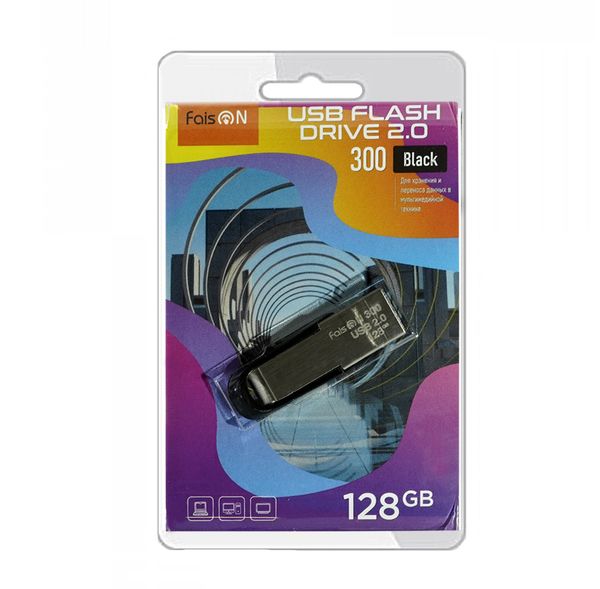 Флеш-накопитель 128Gb FaisON 300, USB 2.0, пластик, чёрный-1