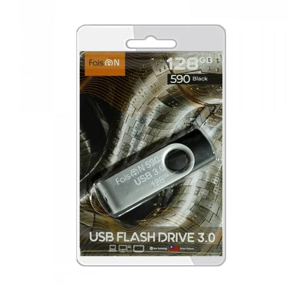 Флеш-накопитель 128Gb FaisON 590, USB 3.0, пластик, чёрный-1