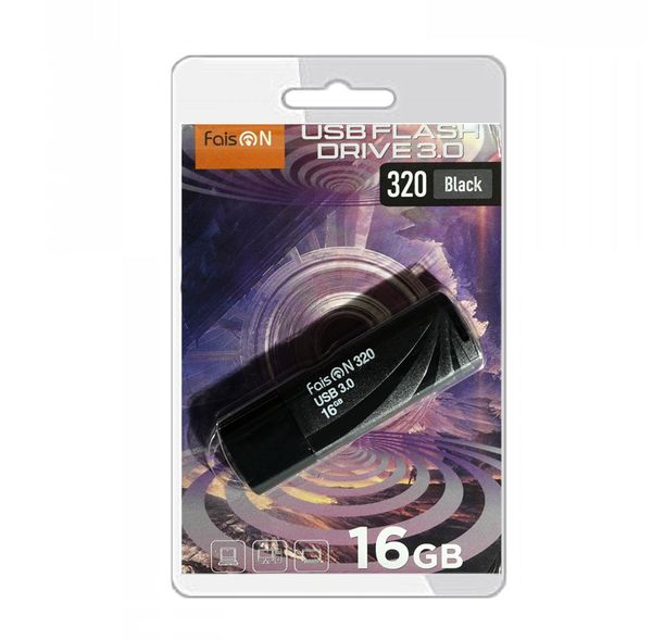 Флеш-накопитель 16Gb FaisON 320, USB 3.0, пластик, чёрный-1
