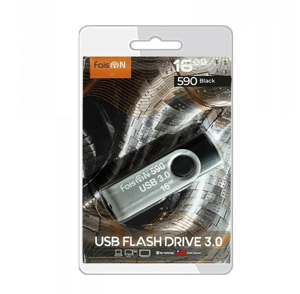 Флеш-накопитель 16Gb FaisON 590, USB 3.0, пластик, чёрный-1