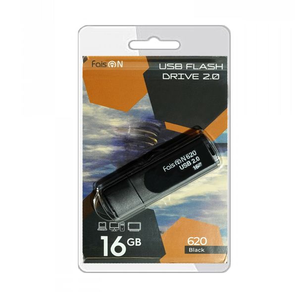 Флеш-накопитель 16Gb FaisON 620, USB 2.0, пластик, чёрный-1